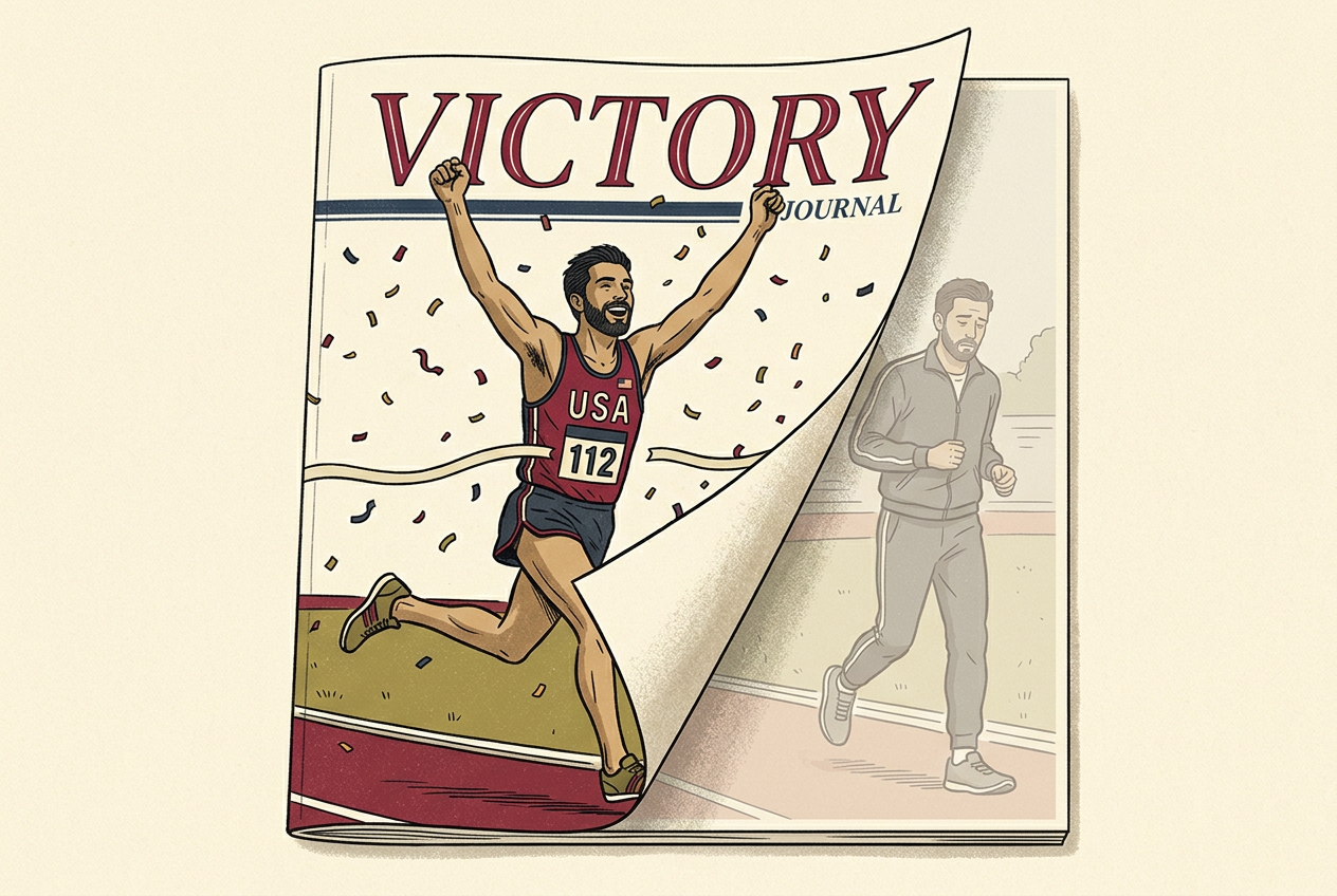 A Sports Illustrated cover peeling back to reveal average performance statistics underneath